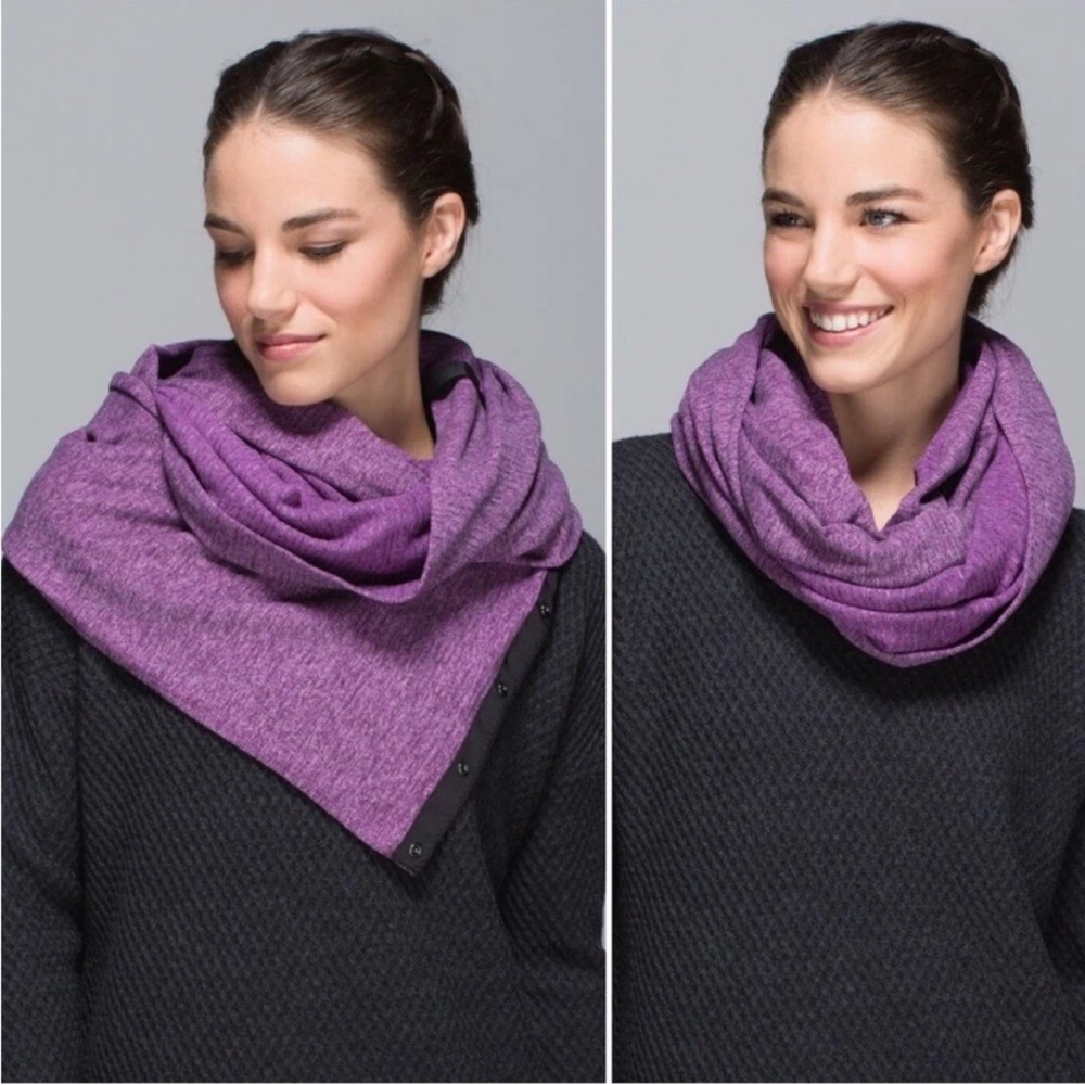Lululemon Vinyasa Scarf – Purple / Stripe – Snap-Front Versatile Wrap